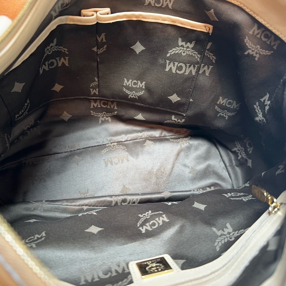 MCM Beige Visetos Coated Canvas Large Tote/ Crossbody - Two-Way Bag - Picture 5 of 12